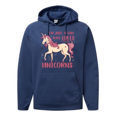 I'm Just A Girl Who Loves Unicorns Performance Fleece Hoodie