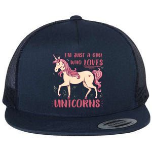 I'm Just A Girl Who Loves Unicorns Flat Bill Trucker Hat