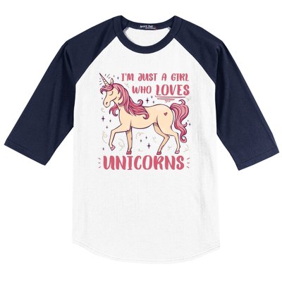 I'm Just A Girl Who Loves Unicorns Baseball Sleeve Shirt