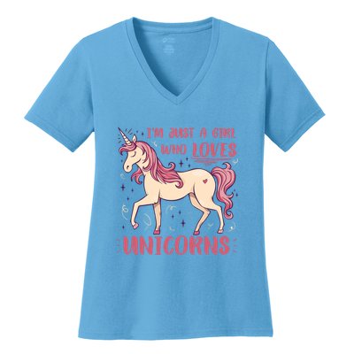 I'm Just A Girl Who Loves Unicorns Women's V-Neck T-Shirt