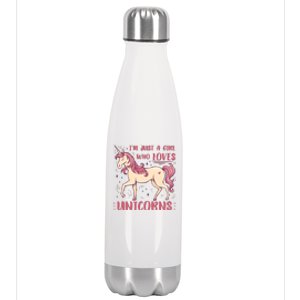 I'm Just A Girl Who Loves Unicorns Stainless Steel Insulated Water Bottle