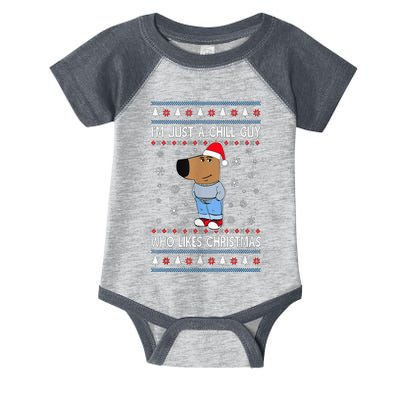 IM Just A Chill Guy Who Likes Christmas Ugly Sweater Infant Baby Jersey Bodysuit