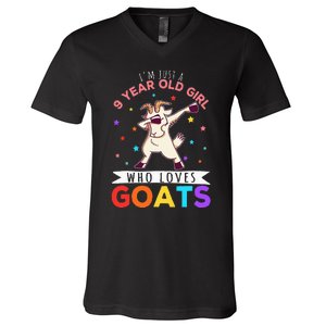 I'm Just A 9 Year Old Girl Who Loves Goats  V-Neck T-Shirt