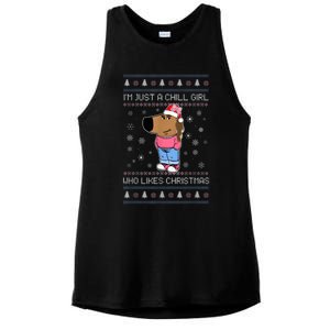 IM Just A Chill Girl Who Likes Christmas Ugly Sweater Ladies PosiCharge Tri-Blend Wicking Tank