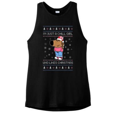 IM Just A Chill Girl Who Likes Christmas Ugly Sweater Ladies PosiCharge Tri-Blend Wicking Tank