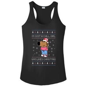 IM Just A Chill Girl Who Likes Christmas Ugly Sweater Ladies PosiCharge Competitor Racerback Tank