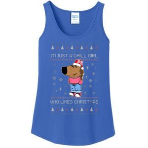 IM Just A Chill Girl Who Likes Christmas Ugly Sweater Ladies Essential Tank