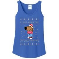 IM Just A Chill Girl Who Likes Christmas Ugly Sweater Ladies Essential Tank