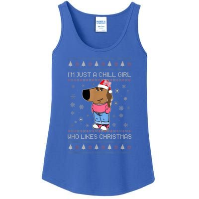 IM Just A Chill Girl Who Likes Christmas Ugly Sweater Ladies Essential Tank