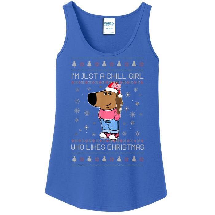 IM Just A Chill Girl Who Likes Christmas Ugly Sweater Ladies Essential Tank