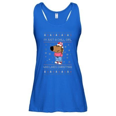 IM Just A Chill Girl Who Likes Christmas Ugly Sweater Ladies Essential Flowy Tank