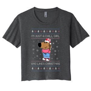 IM Just A Chill Girl Who Likes Christmas Ugly Sweater Women's Crop Top Tee