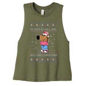 IM Just A Chill Girl Who Likes Christmas Ugly Sweater Women's Racerback Cropped Tank