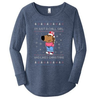 IM Just A Chill Girl Who Likes Christmas Ugly Sweater Women's Perfect Tri Tunic Long Sleeve Shirt