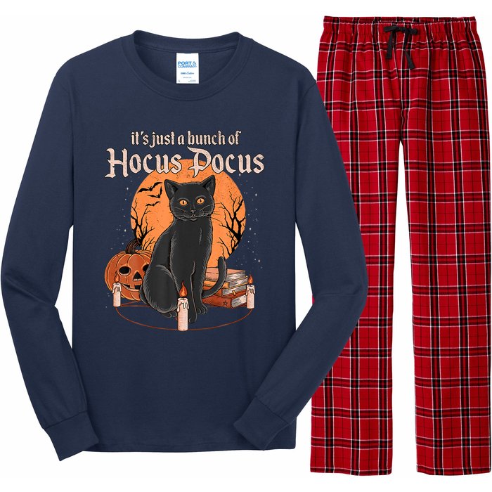 It's Just A Bunch Of Hocus Pocus Black Cat Halloween Long Sleeve Pajama Set