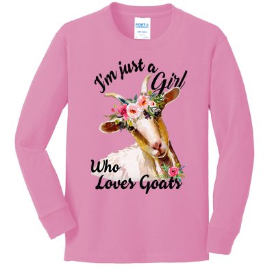 IM Just A Girl Who Loves Goats Cute Goats Lovers Kids Long Sleeve Shirt