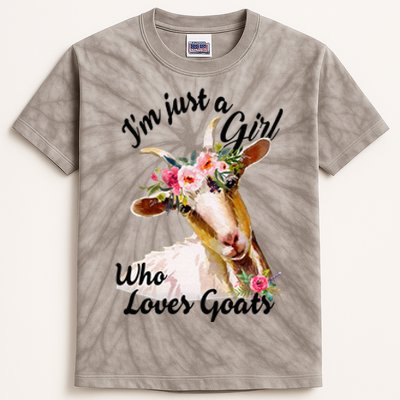 IM Just A Girl Who Loves Goats Cute Goats Lovers Kids Tie-Dye T-Shirt