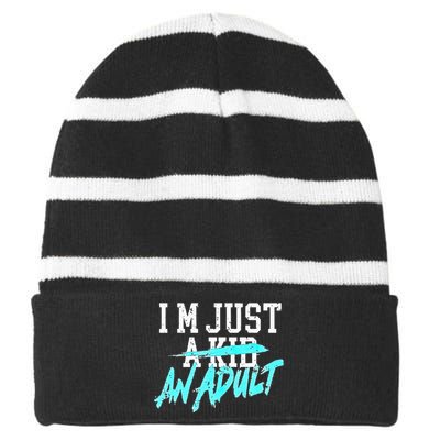 IM Just A An Adult Striped Beanie with Solid Band