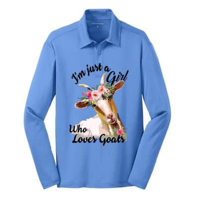 Im Just A Girl Who Loves Goats | Goat Lover Silk Touch Performance Long Sleeve Polo