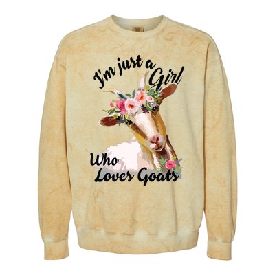 Im Just A Girl Who Loves Goats | Goat Lover Colorblast Crewneck Sweatshirt