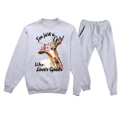 Im Just A Girl Who Loves Goats | Goat Lover Premium Crewneck Sweatsuit Set