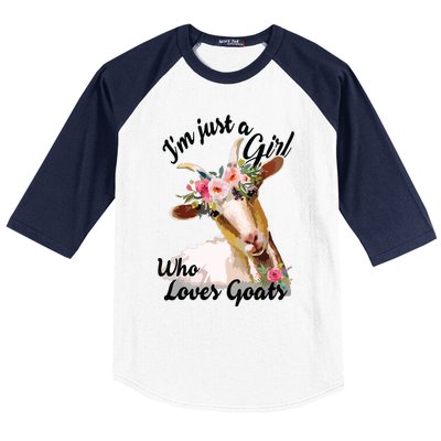 Im Just A Girl Who Loves Goats | Goat Lover Baseball Sleeve Shirt