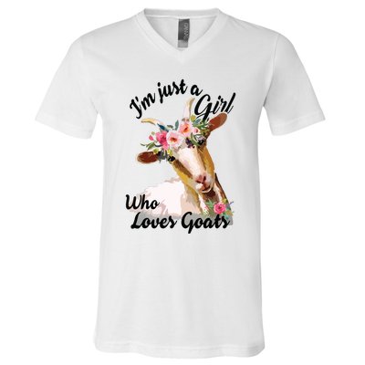 Im Just A Girl Who Loves Goats | Goat Lover V-Neck T-Shirt