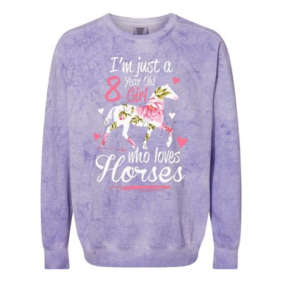 Im Just A 8 Year Old Girl Who Loves Horses Birthday Colorblast Crewneck Sweatshirt