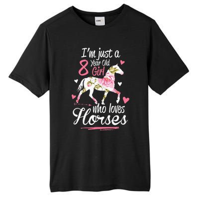 Im Just A 8 Year Old Girl Who Loves Horses Birthday Tall Fusion ChromaSoft Performance T-Shirt