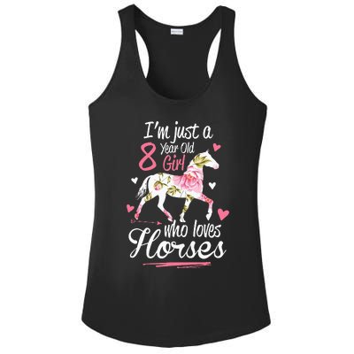 Im Just A 8 Year Old Girl Who Loves Horses Birthday Ladies PosiCharge Competitor Racerback Tank