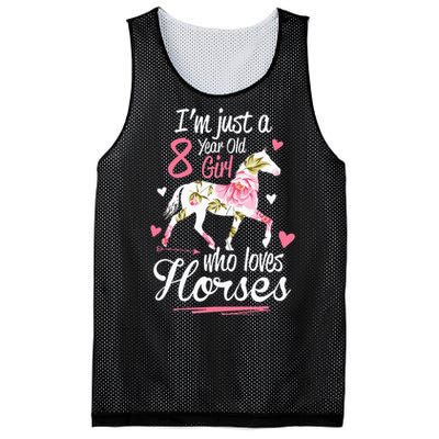 Im Just A 8 Year Old Girl Who Loves Horses Birthday Mesh Reversible Basketball Jersey Tank