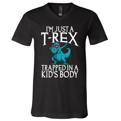 Im Just A T Rex Trapped In A Body Dinosaur V-Neck T-Shirt