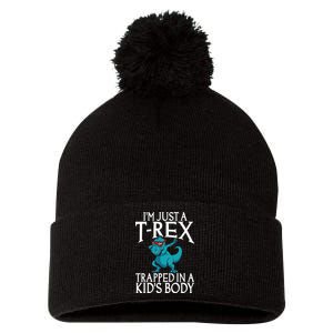 Im Just A T Rex Trapped In A Body Dinosaur Pom Pom 12in Knit Beanie