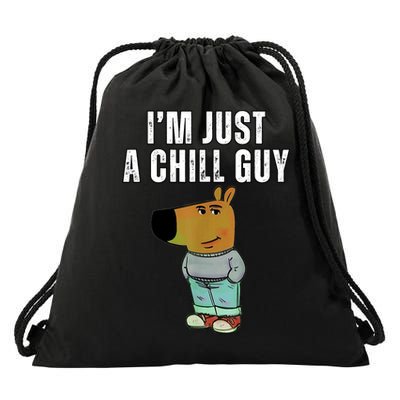 IM Just A Chill Guy Funny Meme Drawstring Bag
