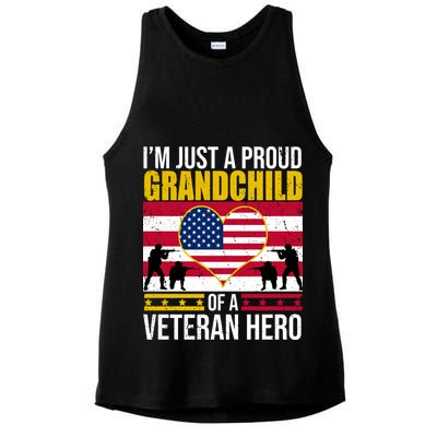 I'm Just A Proud Grandchild Of A Veteran Hero Ladies PosiCharge Tri-Blend Wicking Tank