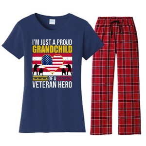 I'm Just A Proud Grandchild Of A Veteran Hero Women's Flannel Pajama Set