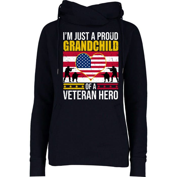 I'm Just A Proud Grandchild Of A Veteran Hero Womens Funnel Neck Pullover Hood