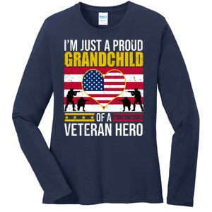 I'm Just A Proud Grandchild Of A Veteran Hero Ladies Long Sleeve Shirt