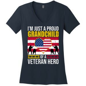 I'm Just A Proud Grandchild Of A Veteran Hero Women's V-Neck T-Shirt