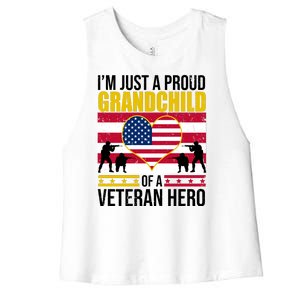 I'm Just A Proud Grandchild Of A Veteran Hero Women's Racerback Cropped Tank