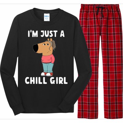 IM Just A Chill Girl Funny Meme Long Sleeve Pajama Set