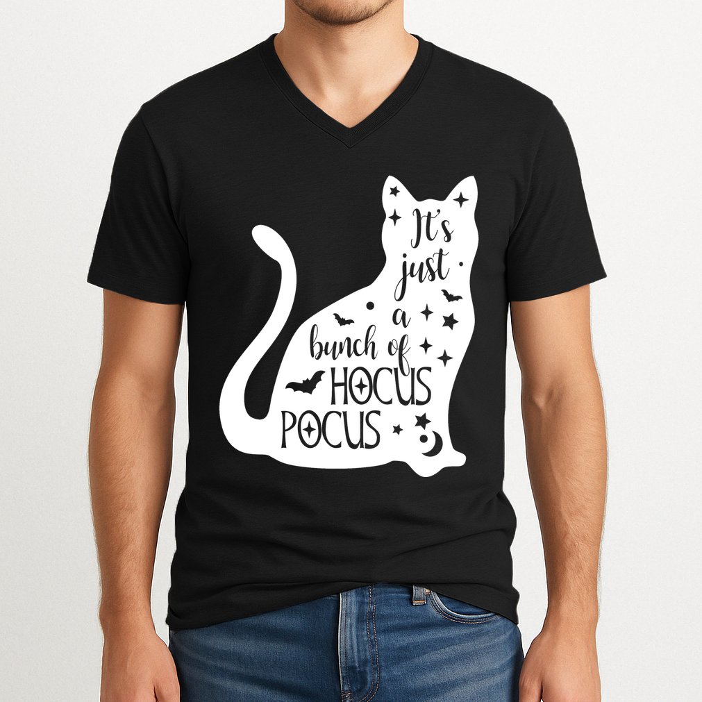 It's Just A Bunch Of Hocus Pocus Cat V-Neck T-Shirt