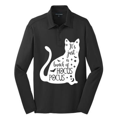 It's Just A Bunch Of Hocus Pocus Cat Silk Touch Performance Long Sleeve Polo