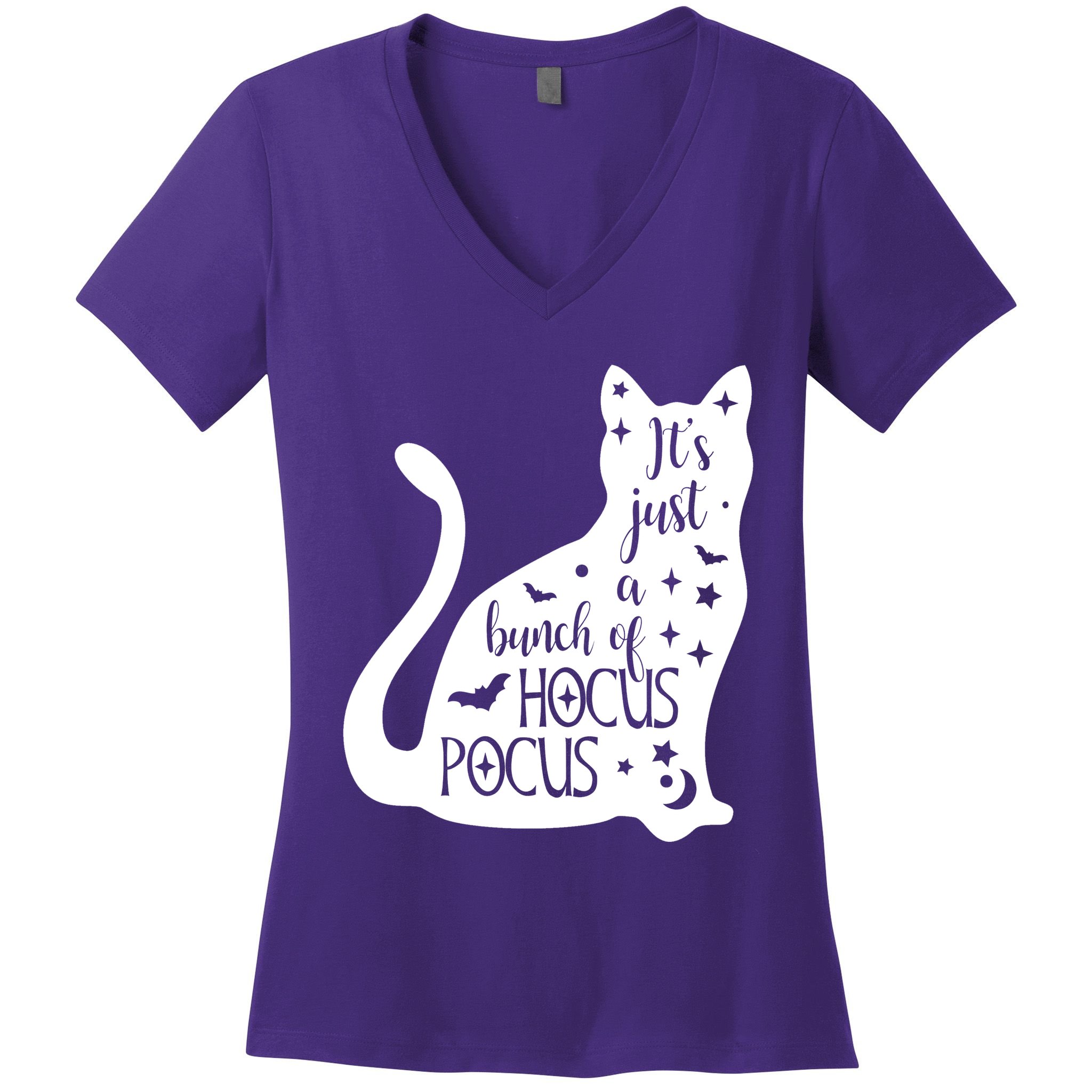 It's Just A Bunch Of Hocus Pocus Cat Women's V-Neck T-Shirt