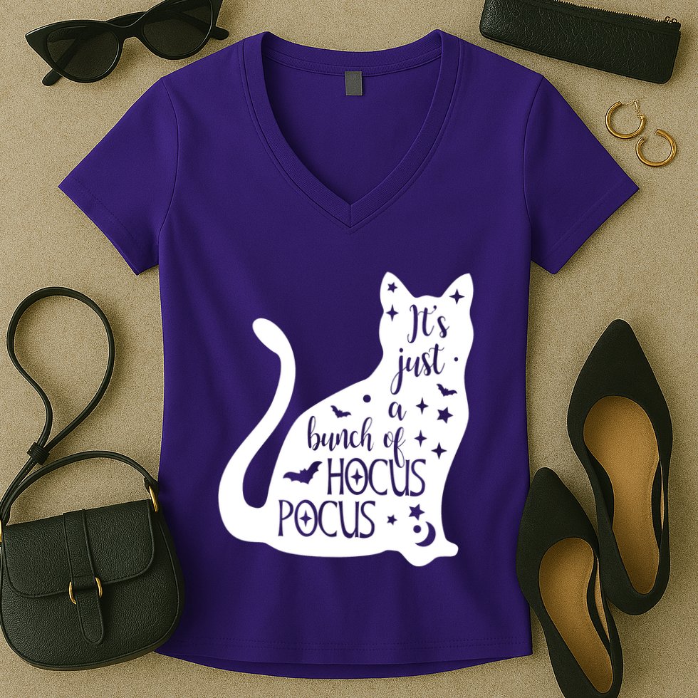 It's Just A Bunch Of Hocus Pocus Cat Women's V-Neck T-Shirt