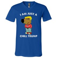 Im Just A Chill Trump Dog Lover Trump Fun V-Neck T-Shirt