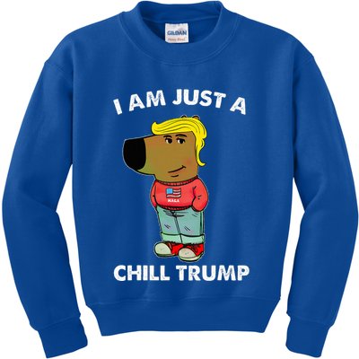 Im Just A Chill Trump Dog Lover Trump Fun Kids Sweatshirt