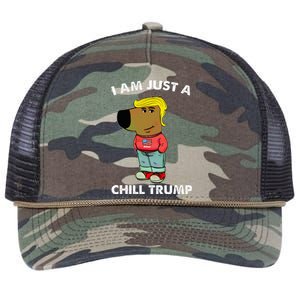 Im Just A Chill Trump Dog Lover Trump Fun Retro Rope Trucker Hat Cap