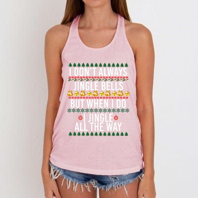 I Jingle All The Way Funny Christmas Holiday Costume Gift Women's Knotted Racerback Tank