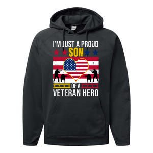 I'm Just A Proud Son Of A Veteran Hero Performance Fleece Hoodie